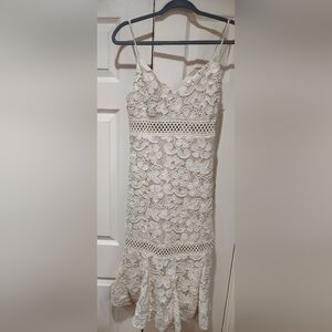 Guess SL Clarise Vanilla Blush Cream Lace Midi Dress Sz 4. NWT